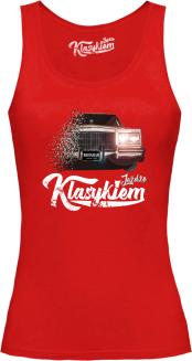 Jeżdżę klasykiem Cadillac Classic Brougham - top damski czerwony