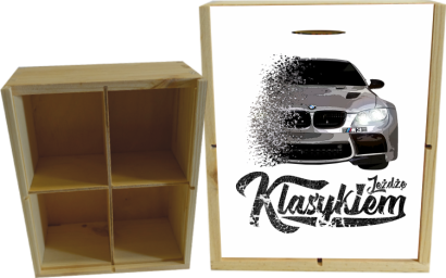 Jeżdżę klasykiem BMW M3 - skrzynka drewniana 4 przegródki