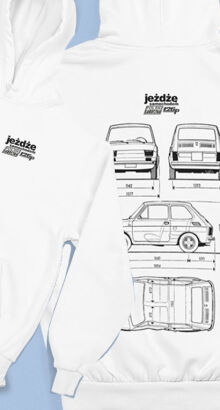 Jeżdżę samochodem Polski Fiat 126p dwustronna Projekt techniczny -  bluza męska kangurka