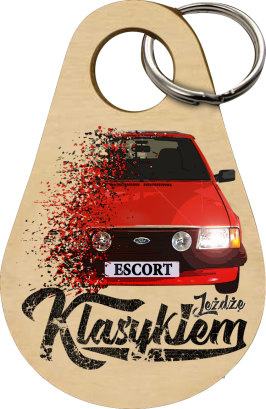Jeżdżę klasykiem Ford Escort Stary - Drewniany brelok do kluczy  
