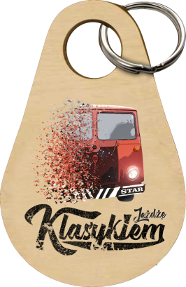 Jeżdżę Klasykiem Star Auto - Drewniany brelok do kluczy  