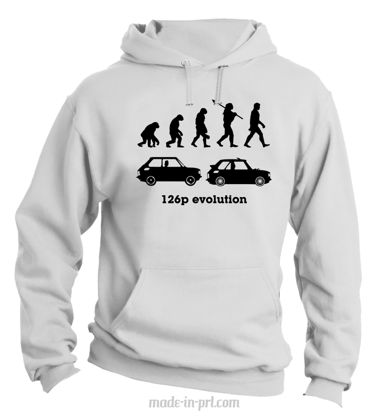 126p Evolution - bluza męska z kapturem biała