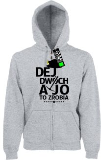 Dej dwóch a jo to zrobia - bluza męska kaptur na zamek melanżowa