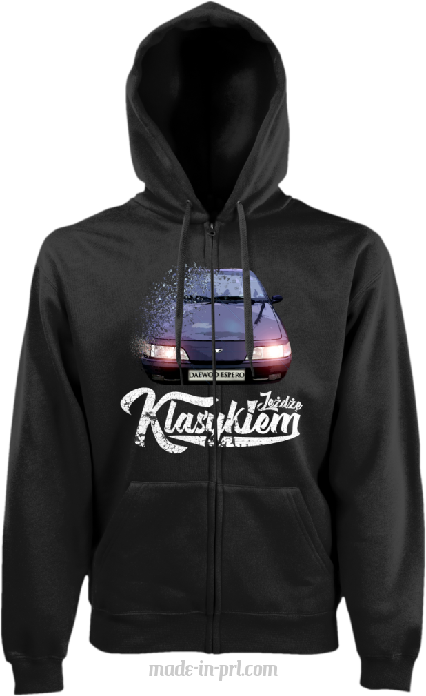 Jeżdżę Klasykiem DAEWOO Espero - bluza męska kaptur na zamek czarna