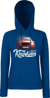 Jeżdżę klasykiem OPEL Kadett - bluza damska z kapturem niebieska