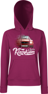 Jeżdżę klasykiem OPEL Kadett - bluza damska z kapturem bordowa