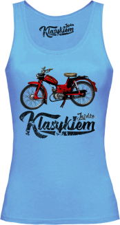 Jeżdżę klasykiem Motorynka Komar - top damski błękit