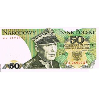 KUBEK Z BANKNOTEM 50 ZŁ KAROL ŚWIERCZEWSKI PRL 1988 POLSKA - 2