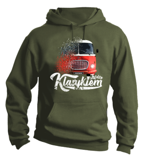 Jeżdżę klasykiem Jelcz OGÓREK - bluza męska z kapturem khaki