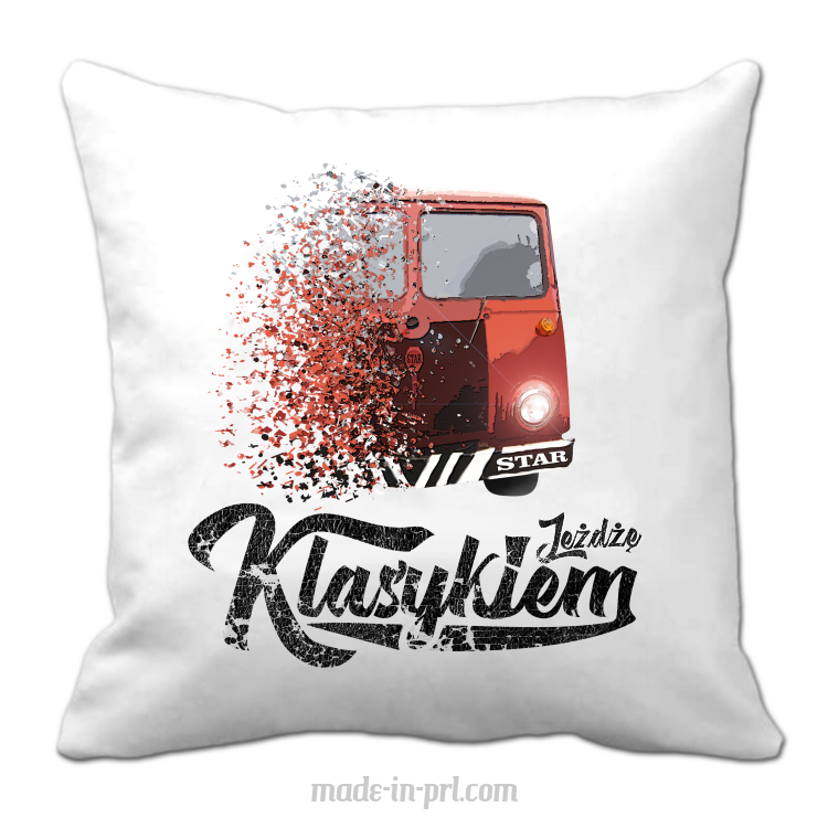 Jeżdżę Klasykiem Star Auto - poduszka biała 40x40cm