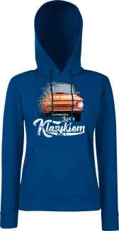 Jeżdżę klasykiem Zaporożec - bluza damska z kapturem niebieska
