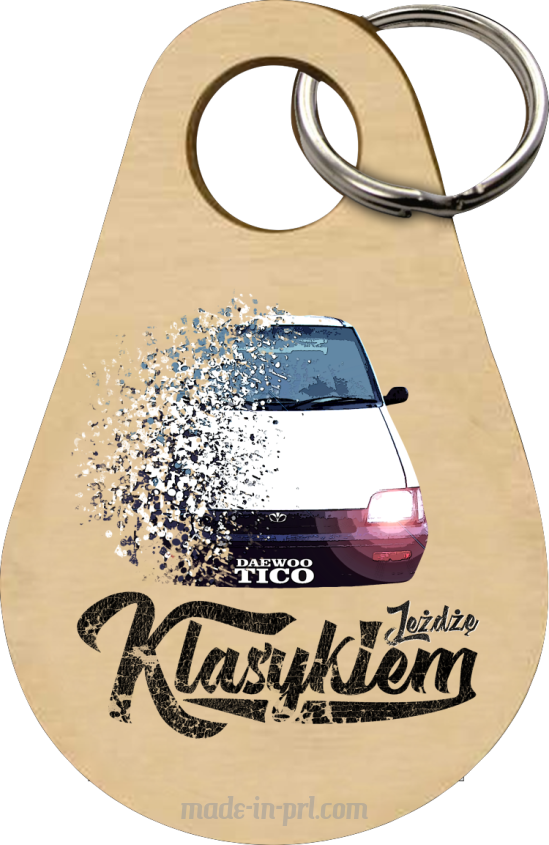 Jeżdżę klasykiem DAEWOO Tico - Drewniany brelok do kluczy