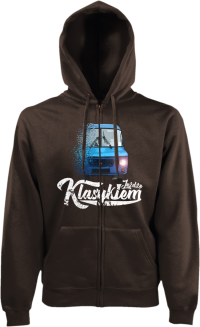 Jeżdżę klasykiem NYSA - bluza męska kaptur na zamek brązowa