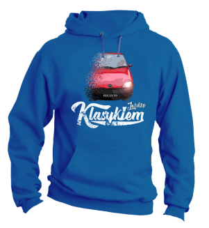 Niebieska bluza męska z kapturem z nadrukiem - SEICENTO 