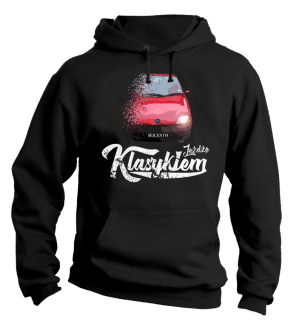 Czarna bluza męska z kapturem z nadrukiem - SEICENTO 