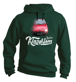 Ciemno-zielona bluza męska z kapturem z nadrukiem - SEICENTO 