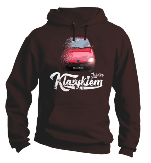 Brązowa bluza męska z kapturem z nadrukiem - SEICENTO 