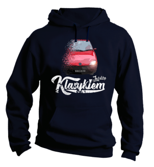 Granatowa bluza męska z kapturem z nadrukiem - SEICENTO 