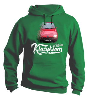 Zielona bluza męska z kapturem z nadrukiem - SEICENTO 