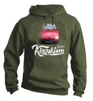 Khaki bluza męska z kapturem z nadrukiem - SEICENTO 