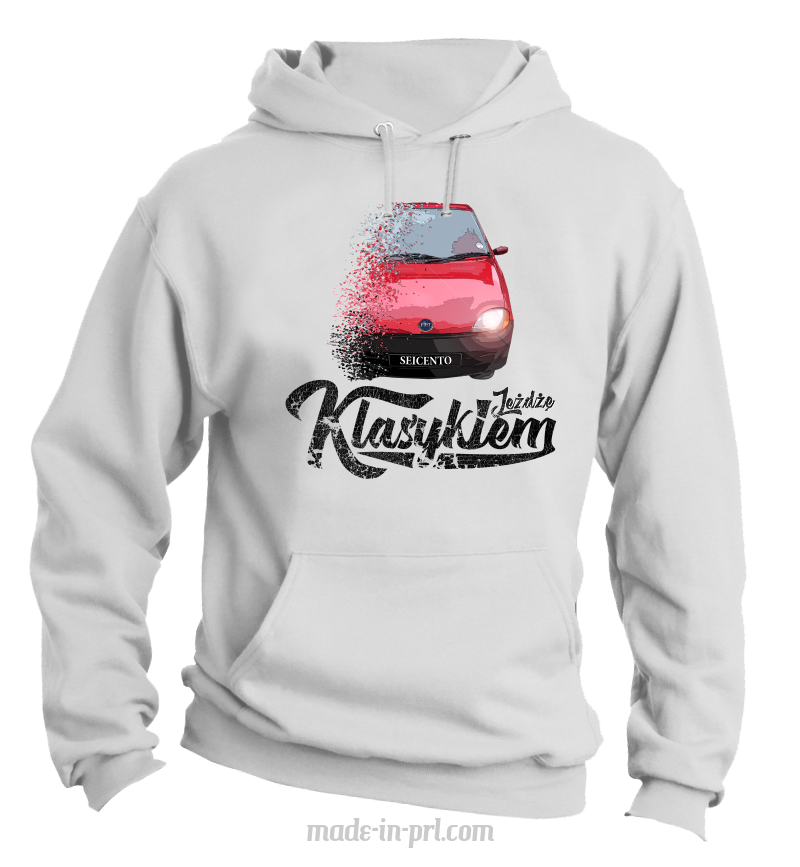 Biała bluza męska z kapturem z nadrukiem - SEICENTO 
