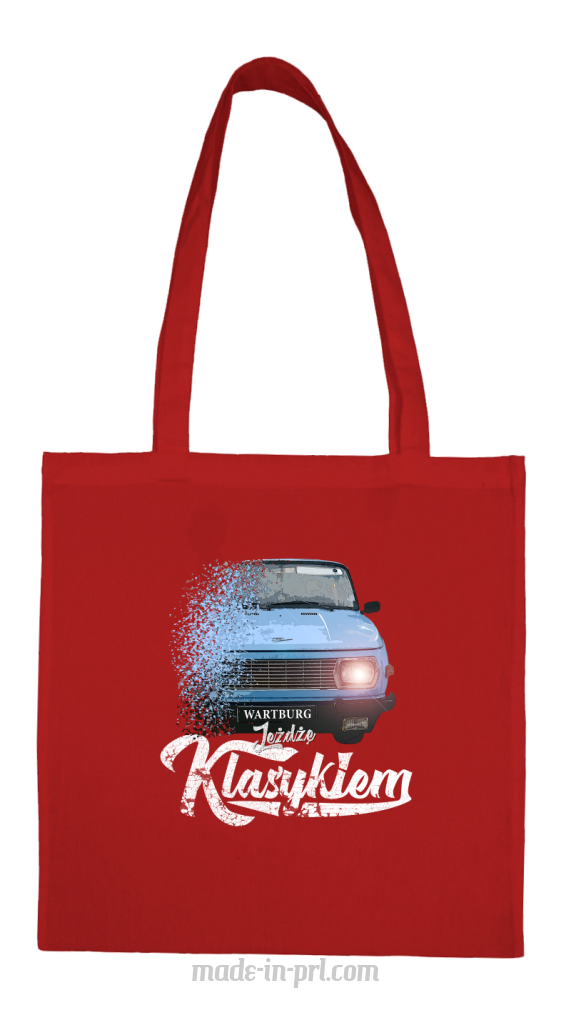 Jeżdżę klasykiem Wartburg - torba zakupowa bawełniana czerwona