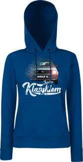 Jeżdżę klasykiem GOLF 2 - bluza damska z kapturem granatowa