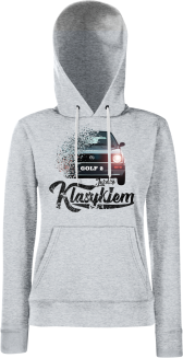 Jeżdżę klasykiem GOLF 2 - bluza damska z kapturem melanż 