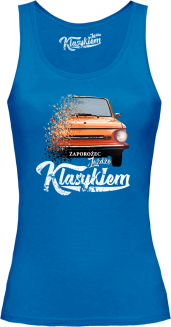 Jeżdżę klasykiem Zaporożec - top damski niebieski