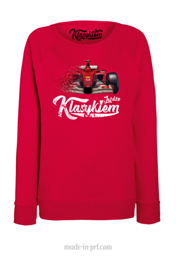 Jeżdżę klasykiem Formuła 1 - bluza damska standard czerwona