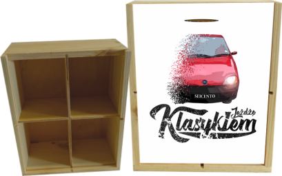 Jeżdżę klasykiem SEICENTO - skrzynka drewniana 4 przegródki