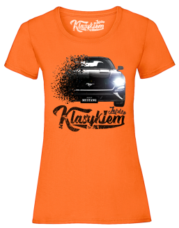 Jeżdżę klasykiem Mustang Ford 2019 GT - koszulka damska pomarańczowa