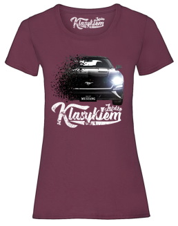 Jeżdżę klasykiem Mustang Ford 2019 GT - koszulka damska bordowa