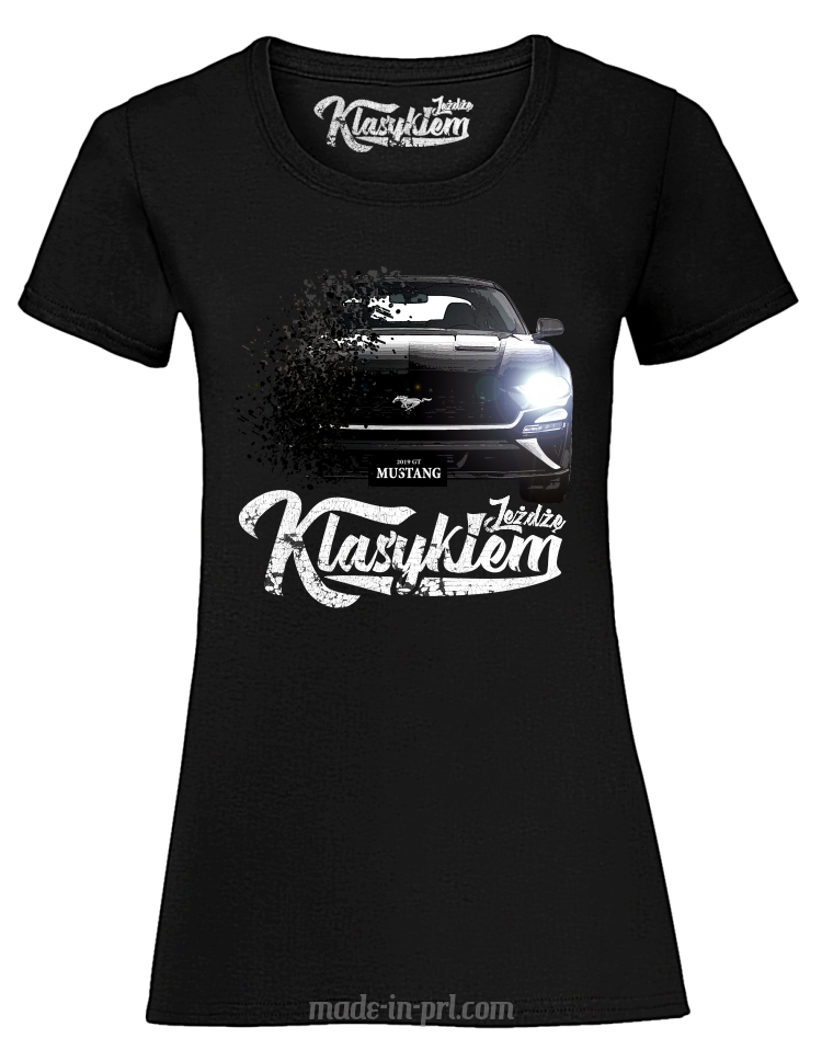 Jeżdżę klasykiem Mustang Ford 2019 GT - koszulka damska czarna