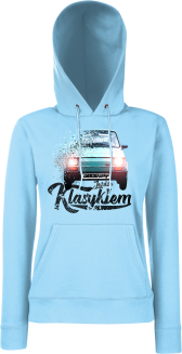 Jeżdżę klasykiem FIAT 126p - bluza damska z kapturem błękitna