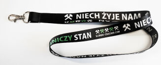 Smycz Niech żyje nam górniczy stan czarna 2cm dwustronna z karabińczykiem