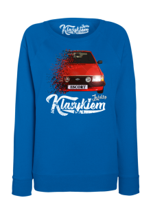 Jeżdżę klasykiem Ford Escort Stary - bluza damska standard niebieska