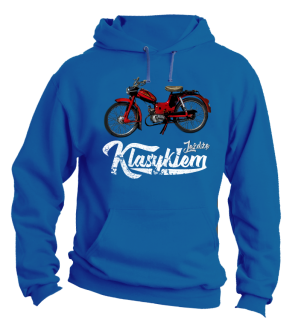 Jeżdżę klasykiem Motorynka Komar - bluza męska z kapturem niebieska