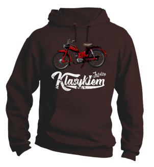 Jeżdżę klasykiem Motorynka Komar - bluza męska z kapturem brązowa