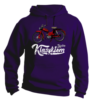 Jeżdżę klasykiem Motorynka Komar - bluza męska z kapturem fioletowa