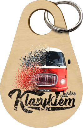Jeżdżę klasykiem Jelcz OGÓREK - Drewniany brelok do kluczy 