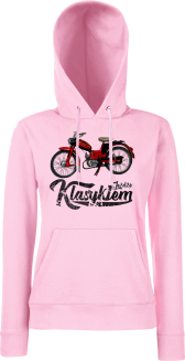 Jeżdżę klasykiem Motorynka Komar - bluza damska z kapturem różowa