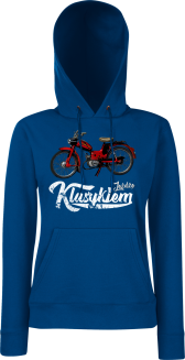 Jeżdżę klasykiem Motorynka Komar - bluza damska z kapturem granatowa