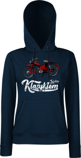 Jeżdżę klasykiem Motorynka Komar - bluza damska z kapturem granatowa