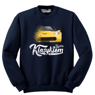 Jeżdżę klasykiem Corvette Żółty Sport - bluza męska standard granatowa