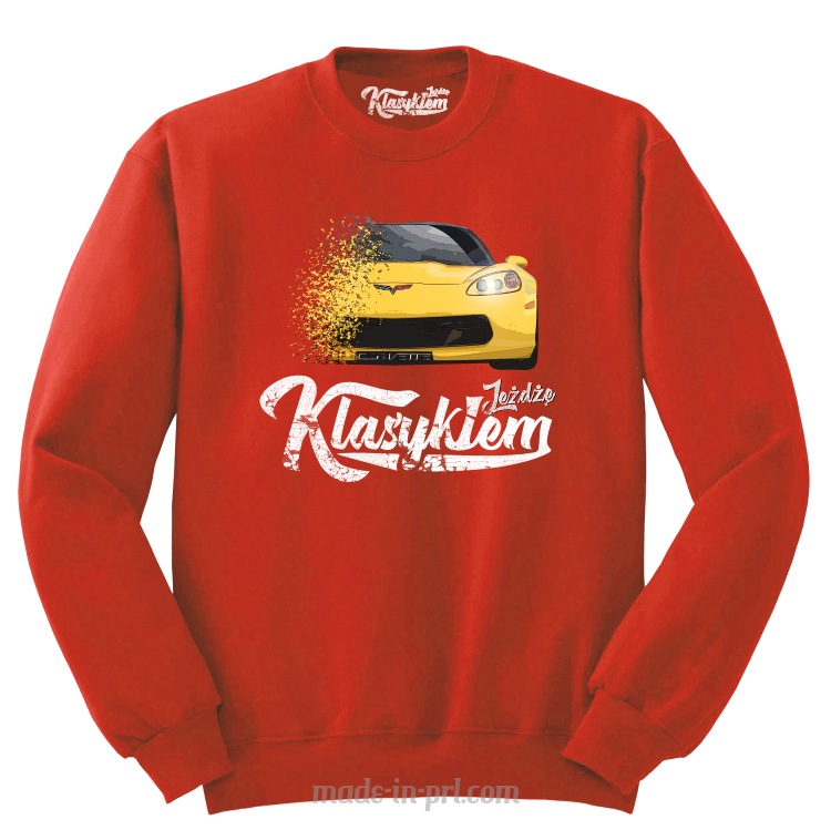 Jeżdżę klasykiem Corvette Żółty Sport - bluza męska standard czerwona