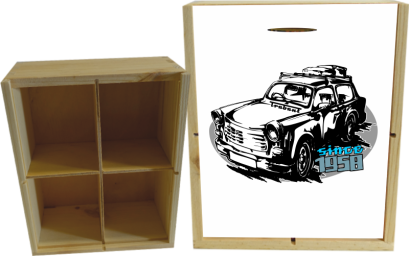Trabant since 1958 Wakacje - skrzynka drewniana 4 przegródki