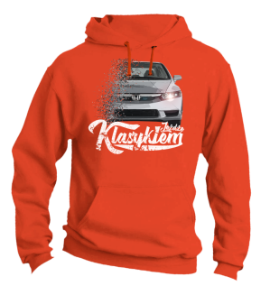 Jeżdżę klasykiem Honda Accord - bluza męska z kapturem pomarańczowa