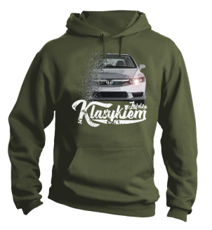 Jeżdżę klasykiem Honda Accord - bluza męska z kapturem khaki