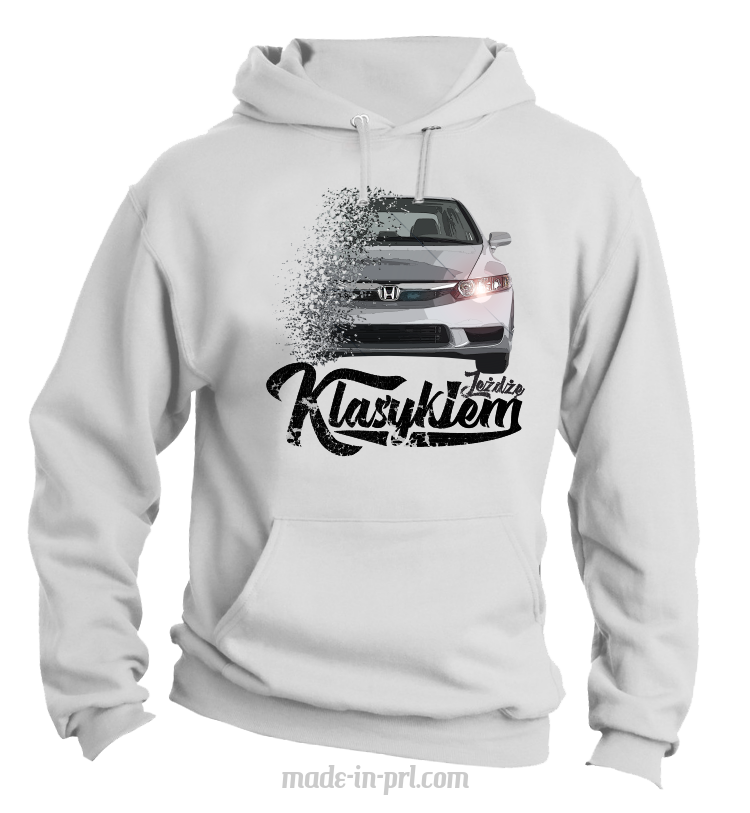 Jeżdżę klasykiem Honda Accord - bluza męska z kapturem biała
